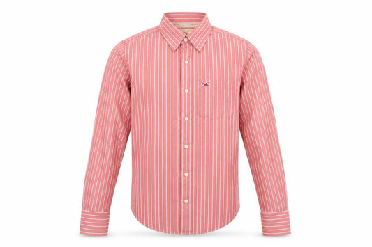 Hollister Men's Red Striped Button-Up Shirt Size S