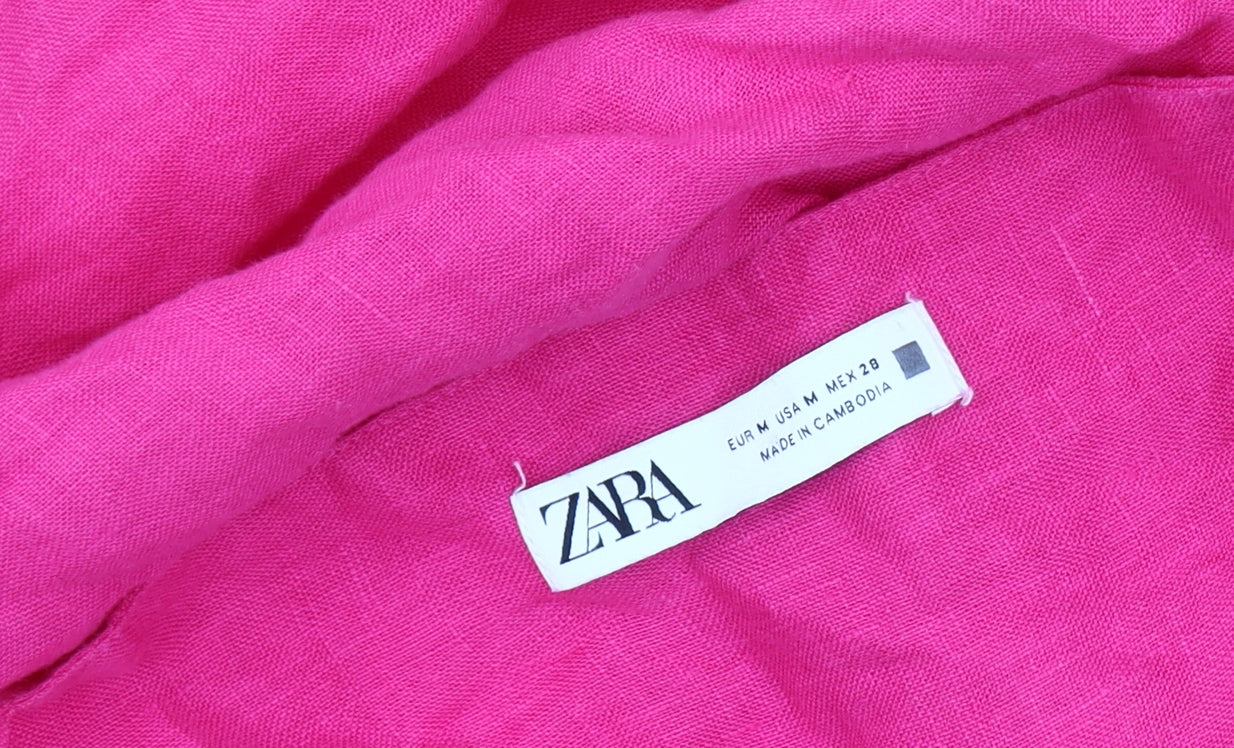 Zara Women's Pink Linen Camisole Tank M Summer