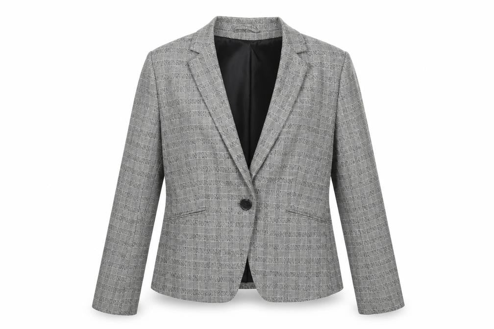 H&M Grey Women's Checked Blazer Size 14