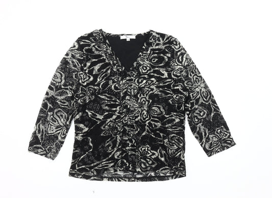Kiss Collection Women's Black Floral Lace Blouse, Medium