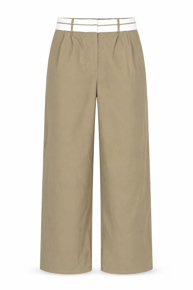 PrettyLittleThing Beige Wide-Leg Trousers Size 8