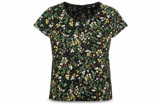 FatFace Women's Black Floral T-Shirt, Size 10, Cotton
