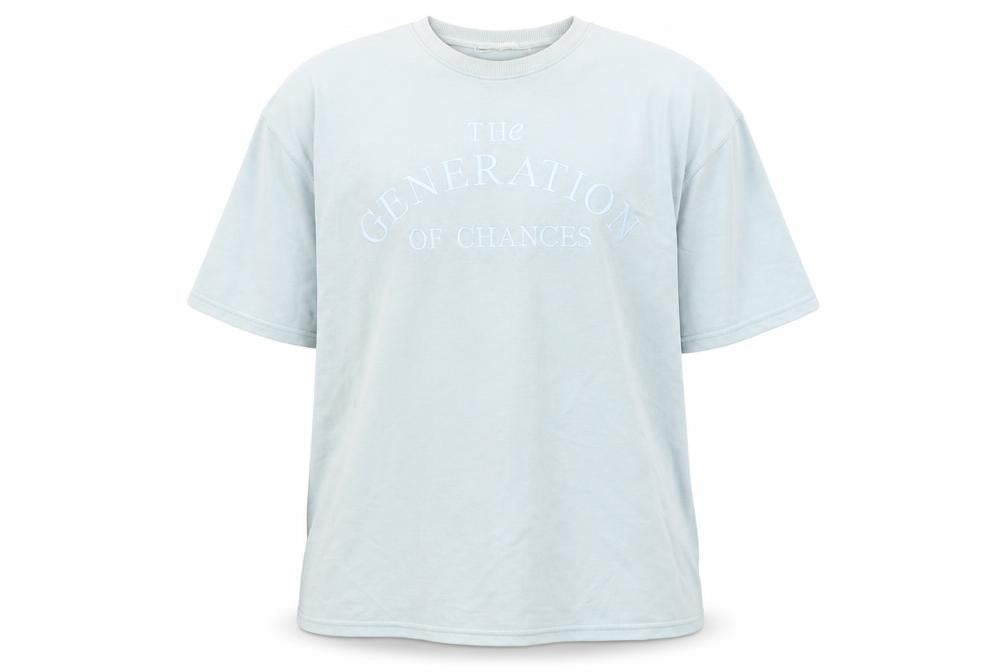 Bershka Blue Men's Large Crew Neck T-Shirt