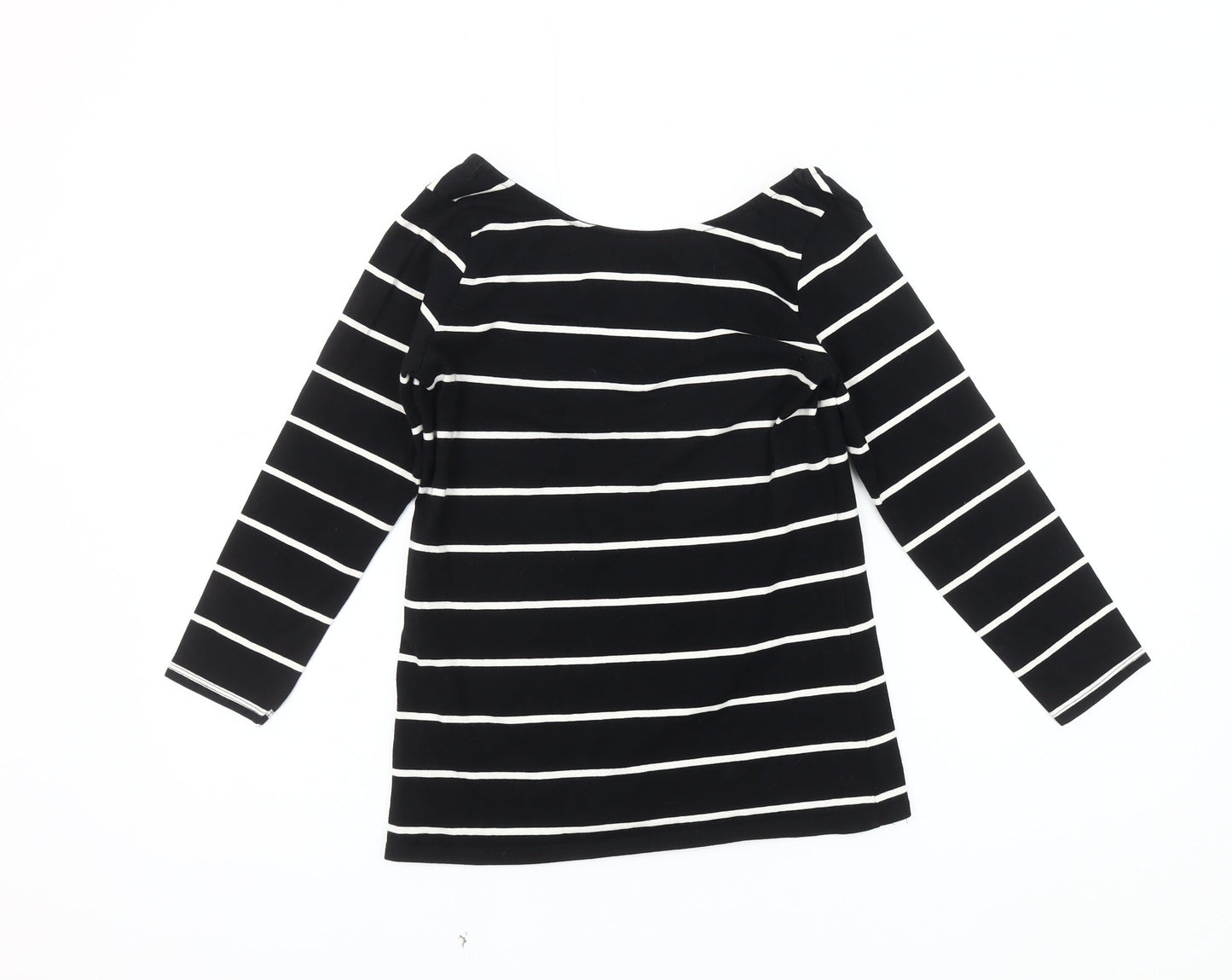 Zara Women's Black Striped Boat Neck T-Shirt, Size 12