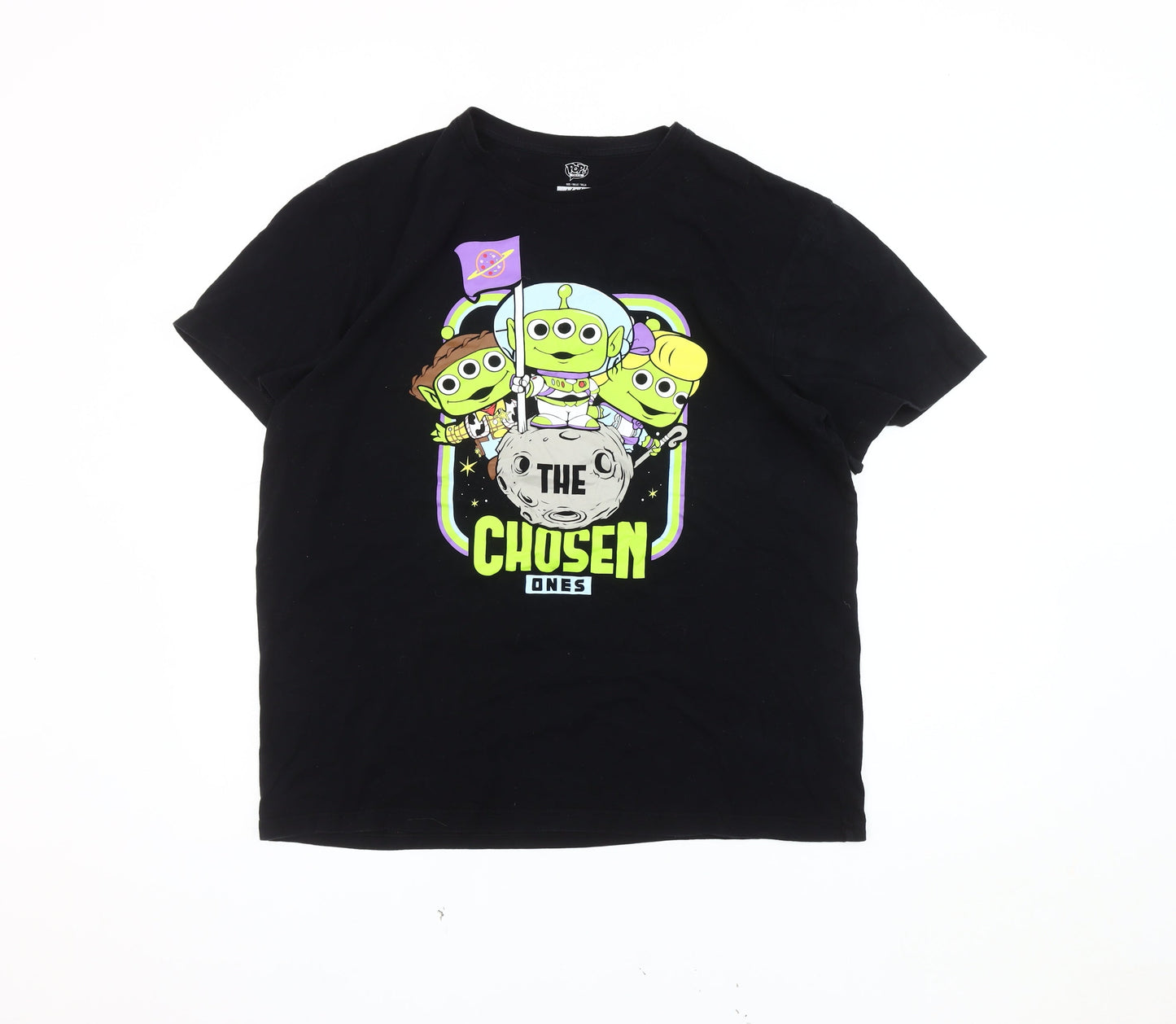 Pop! Tees Men’s Black Toy Story T-Shirt L Space Cartoon