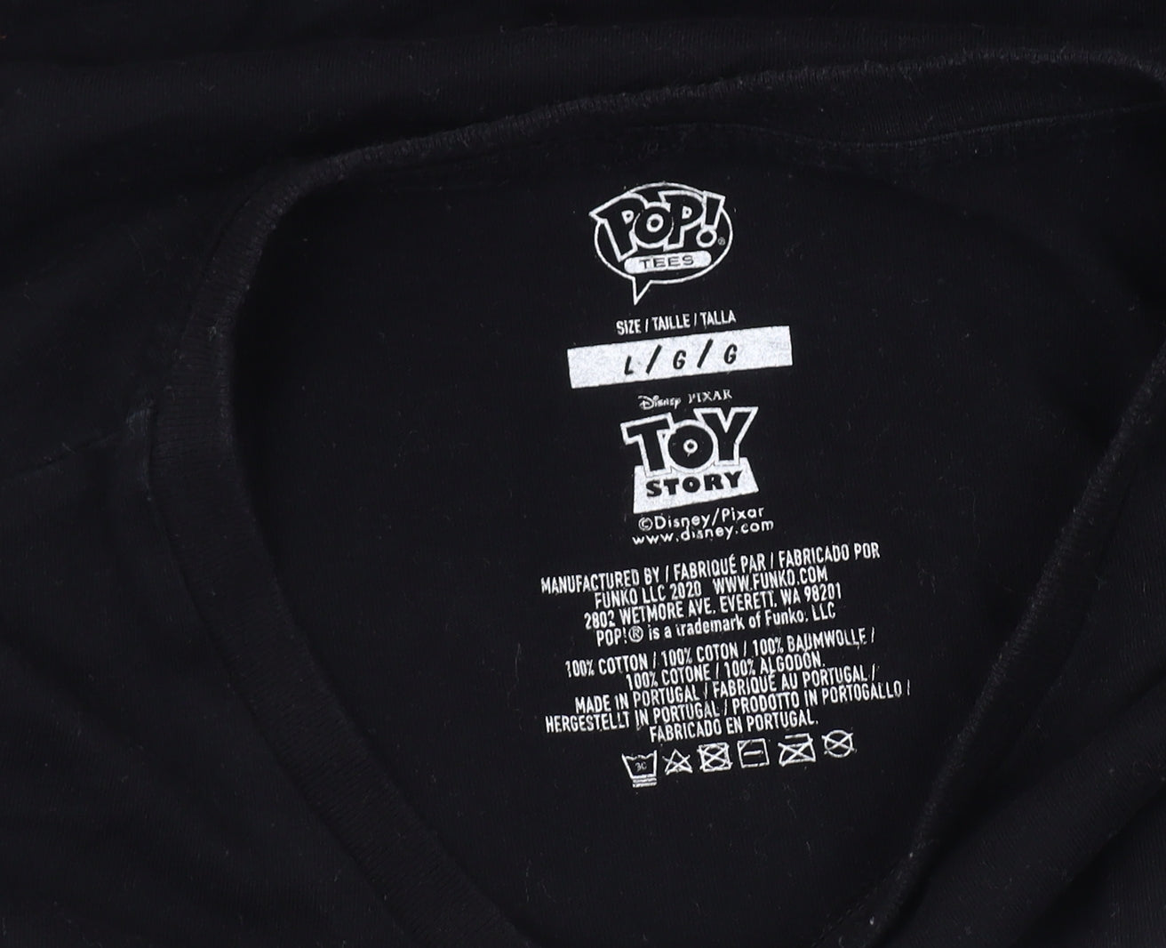 Pop! Tees Men’s Black Toy Story T-Shirt L Space Cartoon