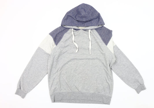 River Island Men's Grey Hoodie L Pullover Lightweight