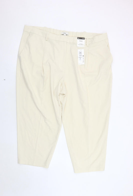 Marks and Spencer Women's Ivory Ankle Trousers, Size 24