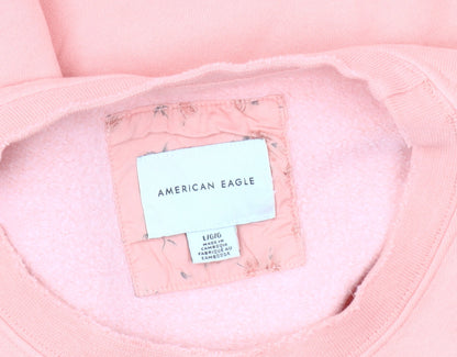 American Mens Eagle Pink Pullover Sweatshirt, Size L
