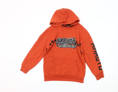 Additional front view of Naruto Shippuden boys’ orange hoodie 9-10 years pullover anime