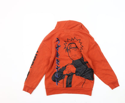 Back view of Naruto Shippuden boys’ orange hoodie 9-10 years pullover anime