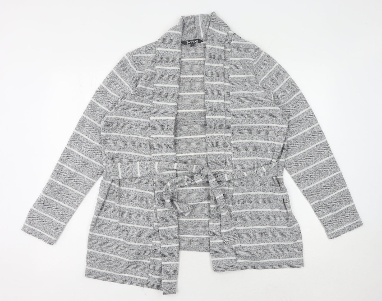 Bonmarché Women's Grey Striped Cardigan Size 14