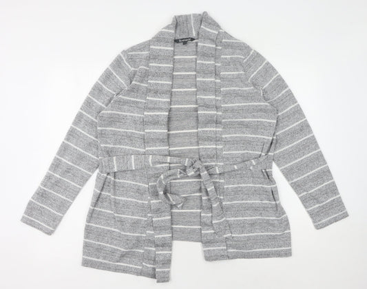 Bonmarché Women's Grey Striped Cardigan Size 14