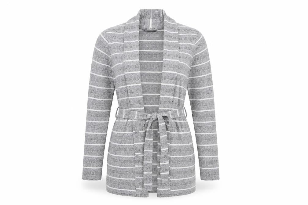 Bonmarché Women's Grey Striped Cardigan Size 14