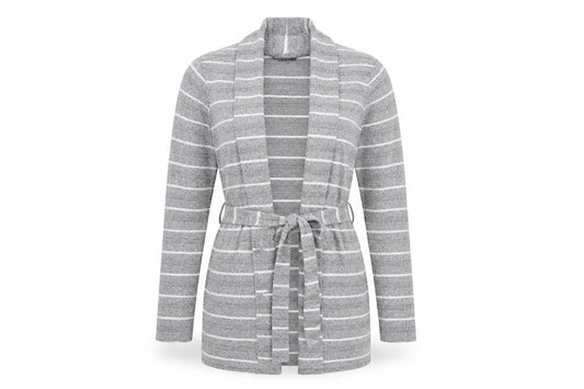 Bonmarché Women's Grey Striped Cardigan Size 14