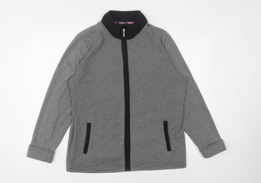 Bonmarché Women's Black Striped Full Zip Sweatshirt M