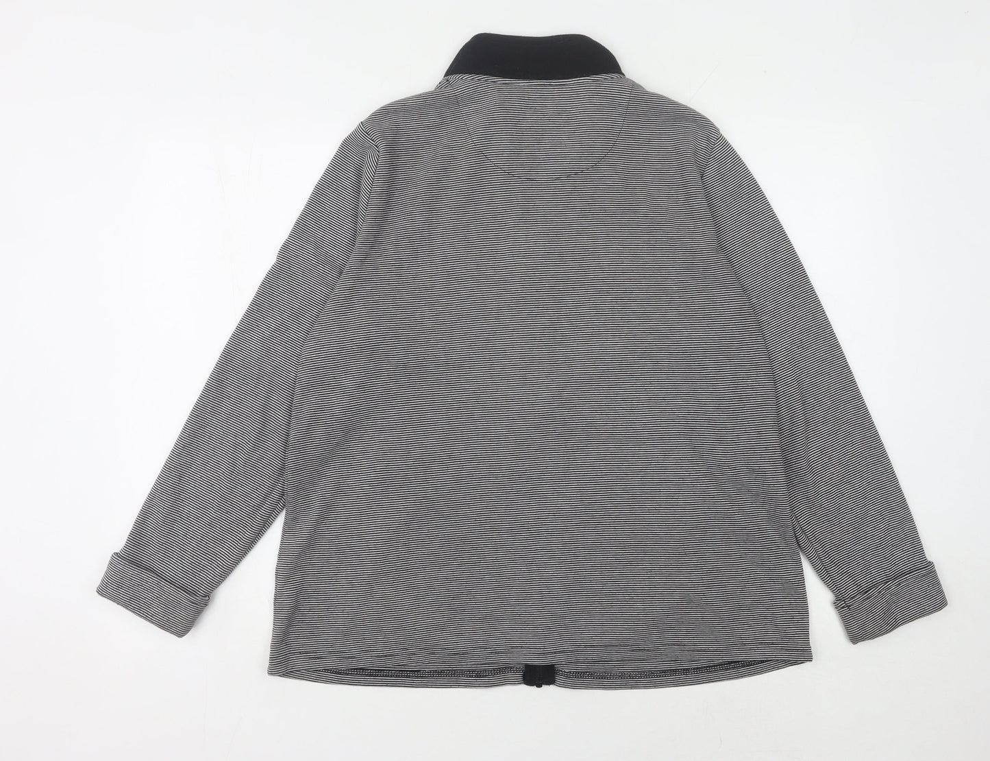 Bonmarché Women's Black Striped Full Zip Sweatshirt M