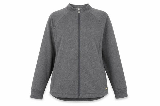 Front view of Dash Women's Grey Basic Jacket, size 14, Full Zip