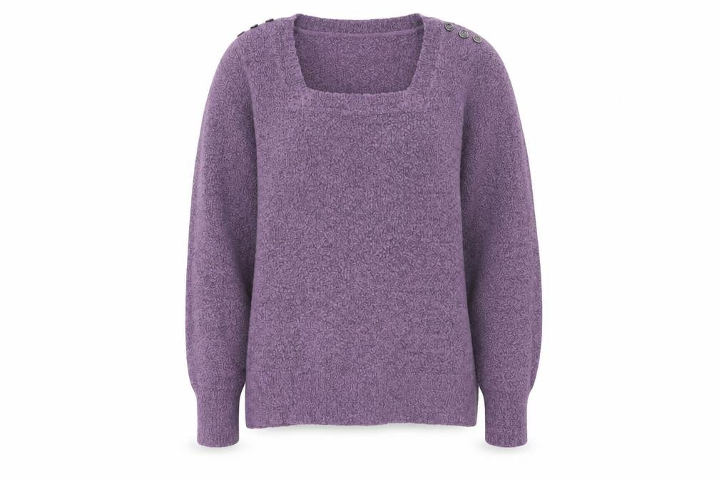 Bonmarché Women's Purple Square Neck Jumper