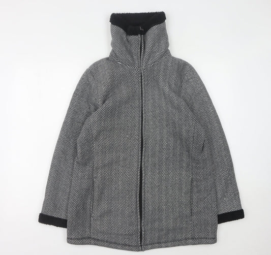 Bonmarché Women's Grey Herringbone Coat M