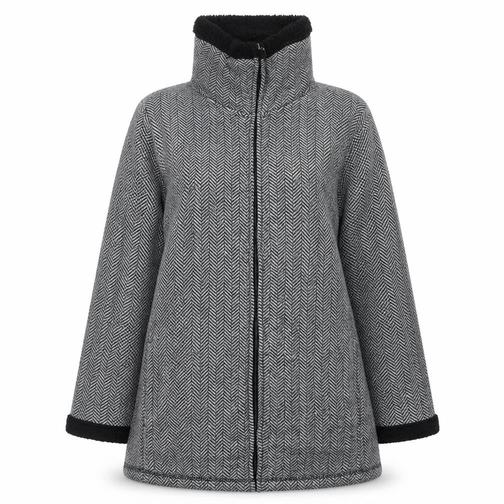 Bonmarché Women's Grey Herringbone Coat M
