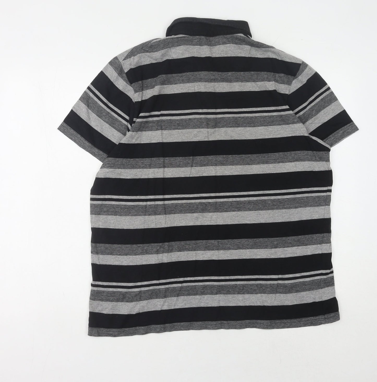 Thomas Nash Men's Striped Polo, Black/Grey, Medium
