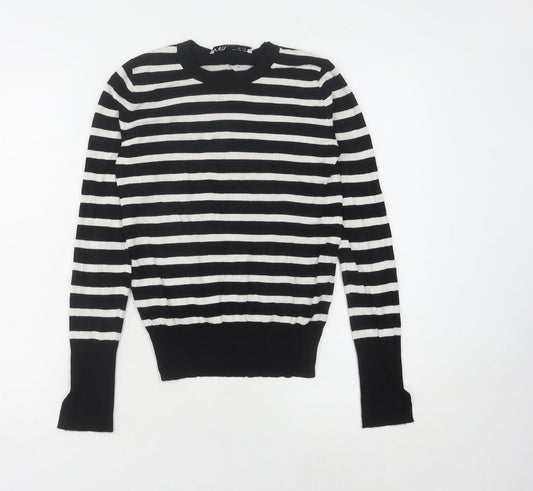 Zara Women Black Striped Pullover Jumper S
