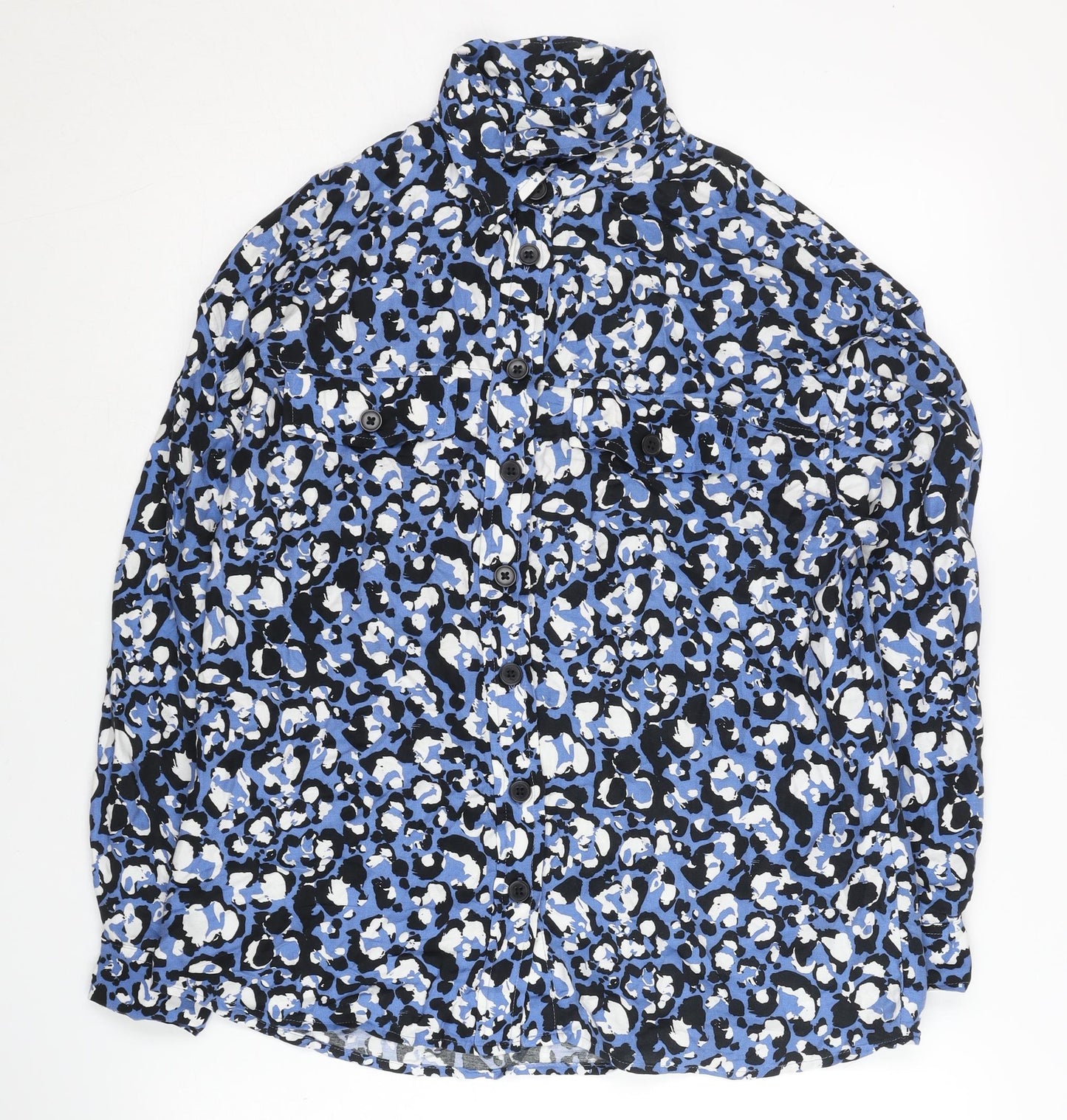 Next Women's Blue Button-Up Animal Print Shirt Size 6P