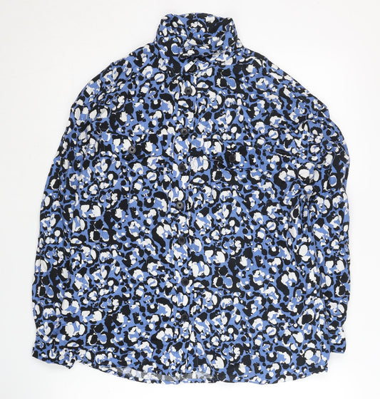 Next Women's Blue Button-Up Animal Print Shirt Size 6P