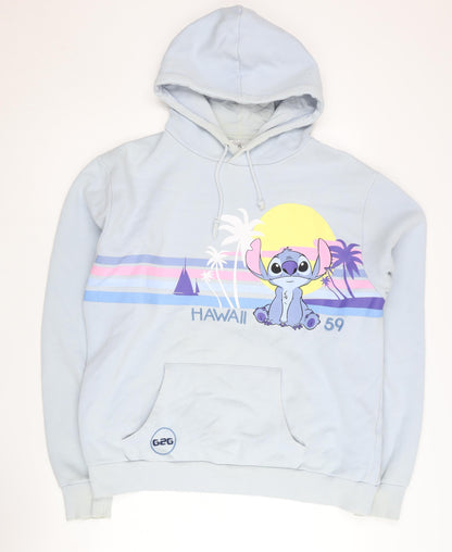 Preloved Disney Lilo & Stitch Blue Pullover Hoodie Unisex L - Front
