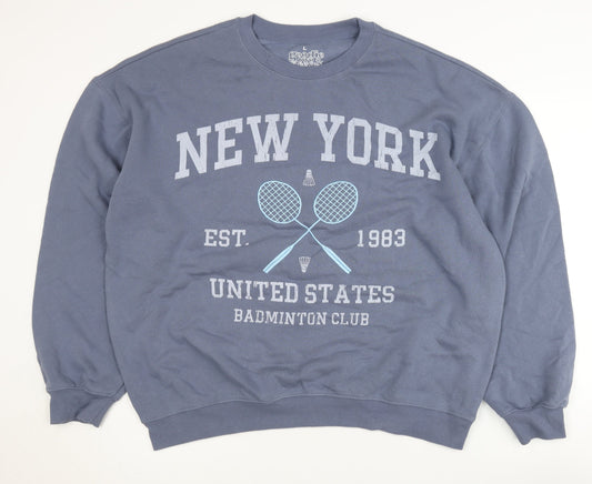 Goodie Two Sleeves Unisex Blue L Sweatshirt with Graphic Print