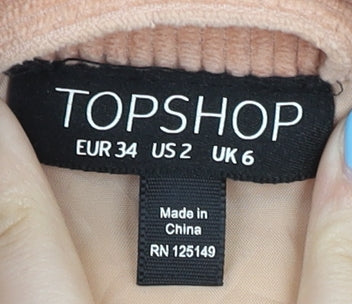 Topshop Women's Beige Cotton Puffer Jacket Size 6