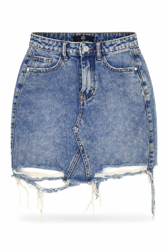 M Women's Blue Denim Mini Skirt, Size 6, Cotton