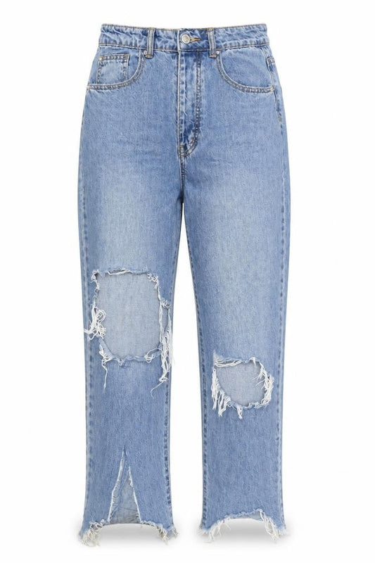 PrettyLittleThing Women's Blue Mom Jeans UK 8 Distressed