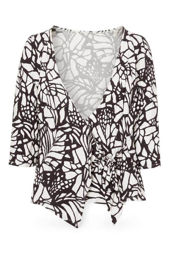 Wallis Women's White Geometric Wrap Tunic, Size 18