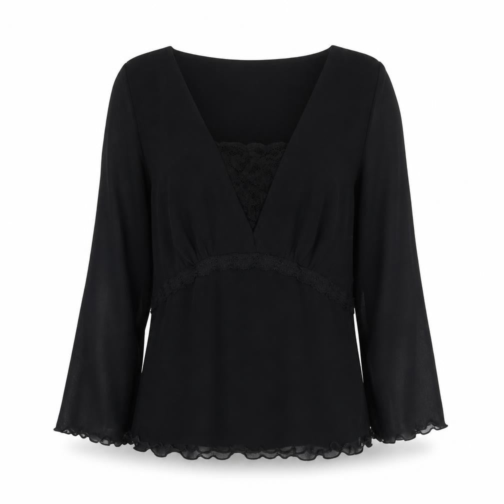 Next Women's Black Nylon V-Neck Blouse Size 10