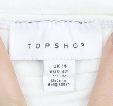 Topshop Women's White Cropped Puff Sleeve Blouse