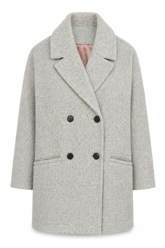 Oasis Women's Grey XS Pea Coat, Lined with Button Accents