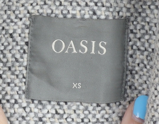 Oasis Women's Grey XS Pea Coat, Lined with Button Accents