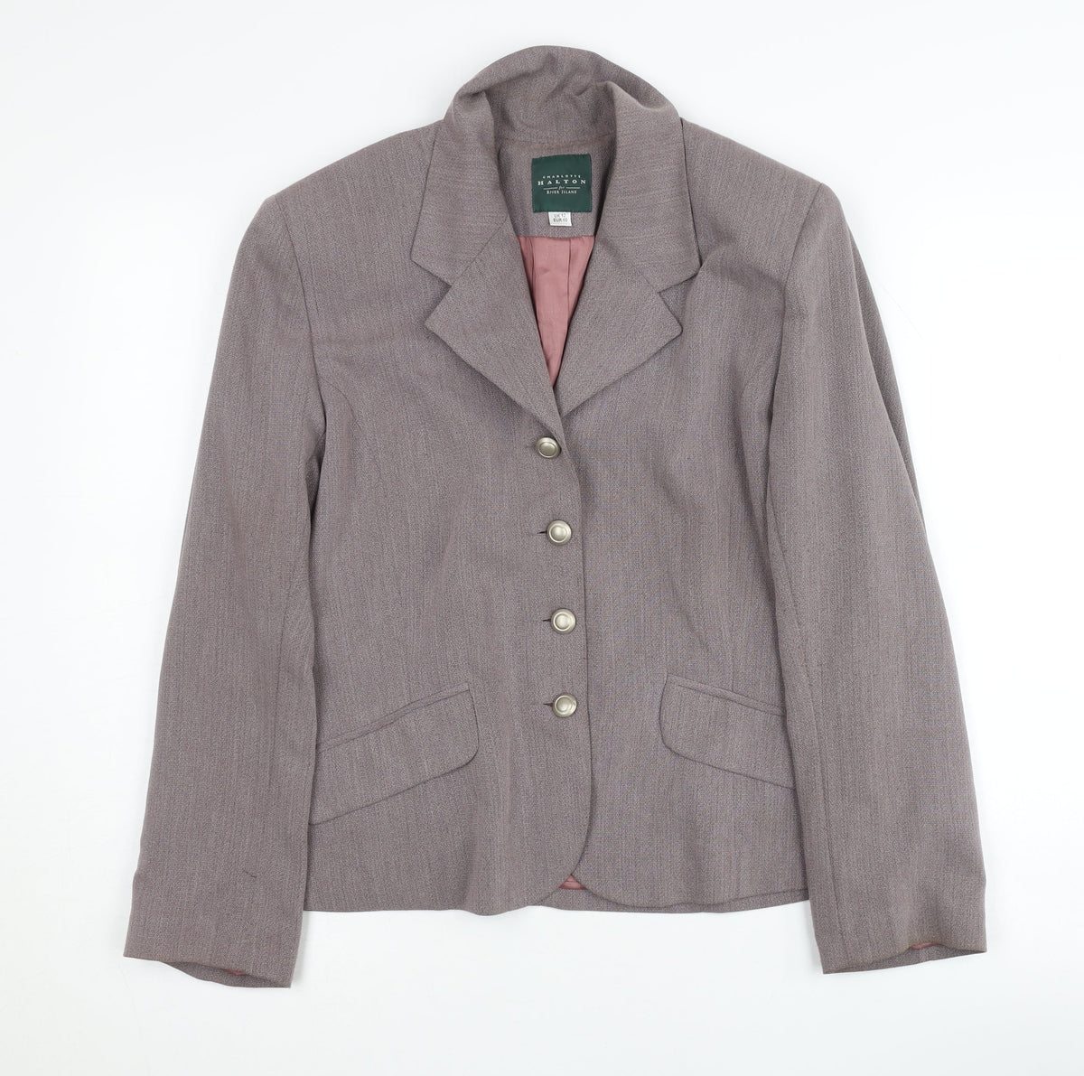 River Island Grey Women's Blazer, Size 12, Notch Lapel, Lined