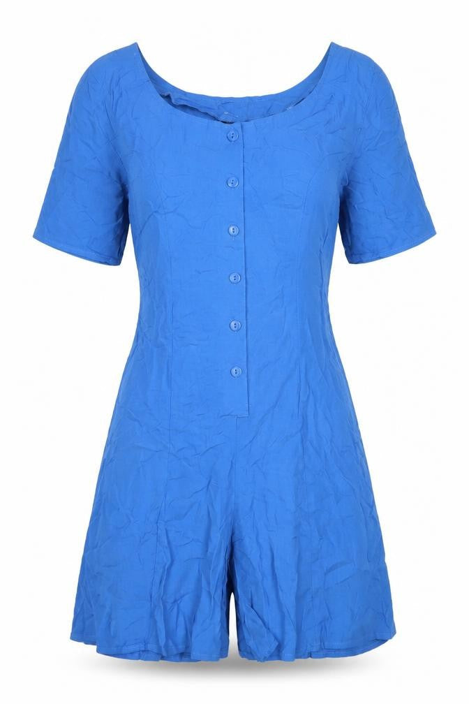 Pop Women's Blue Playsuit, Size 2, Belted Summer Casual