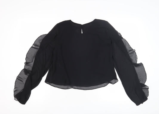 River Island Women's Black Chiffon Blouse S