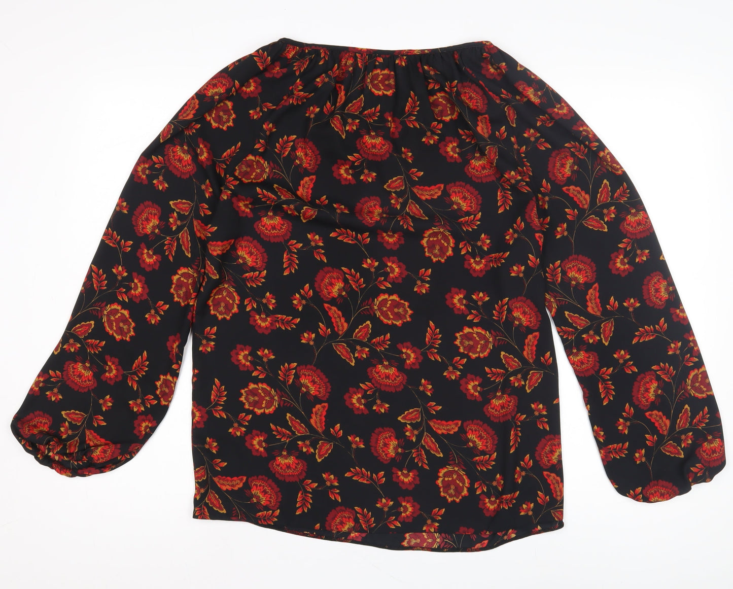 BHS Women's Black Floral Tunic Blouse Size 12