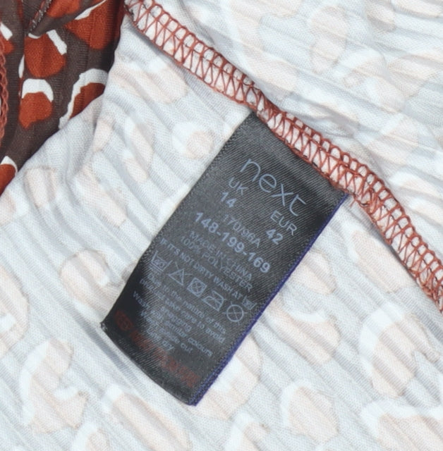 Next Women Brown Animal Print Tunic Blouse Size 14
