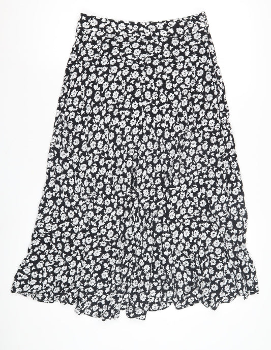 Zara Women's Medium Black Floral Skirt