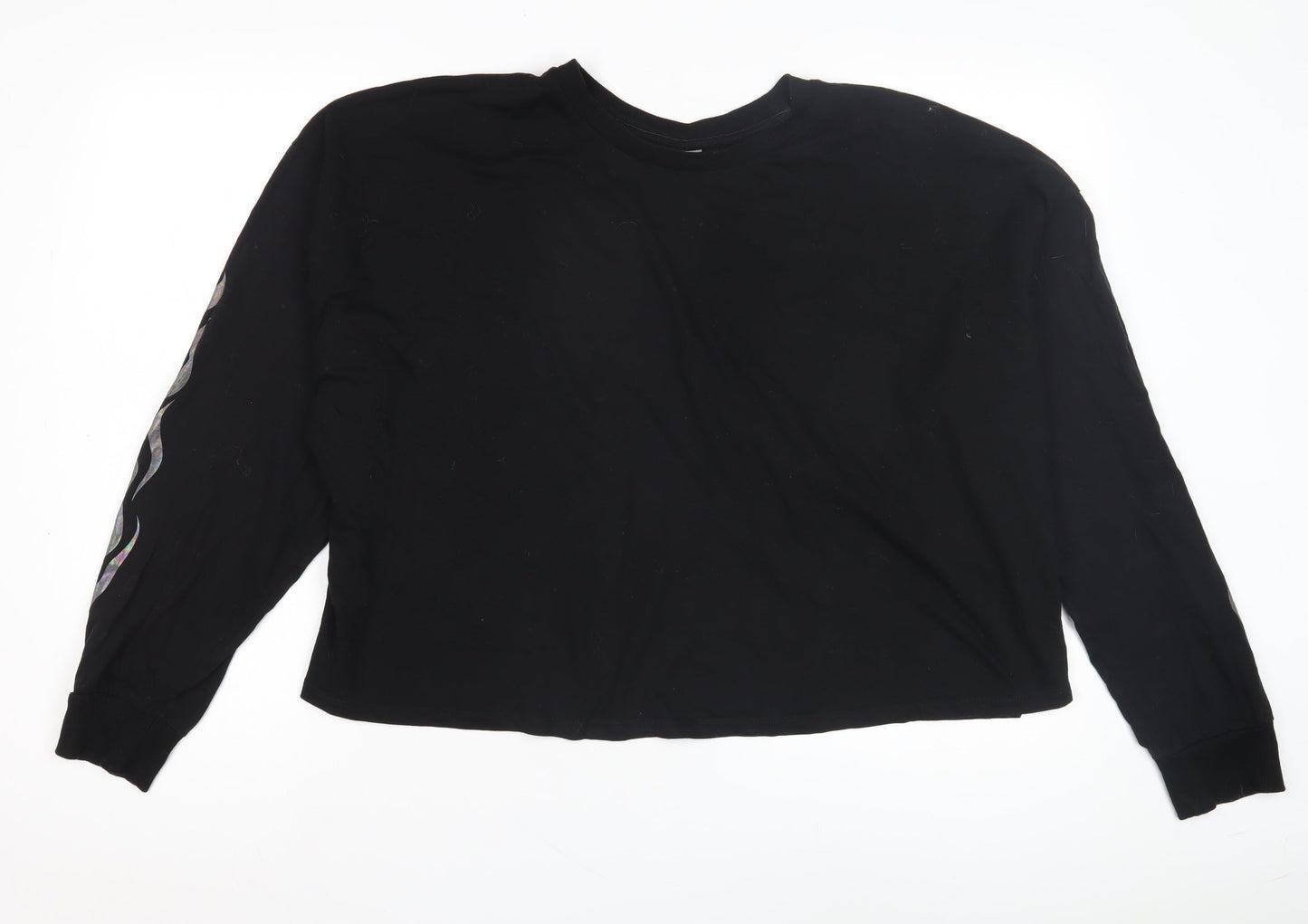 ASOS Women's Black Cropped Long Sleeve T-Shirt