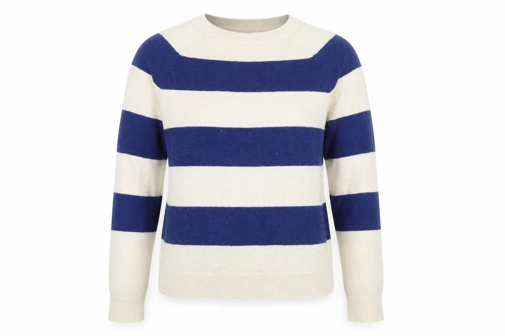 Marks & Spencer Women's Blue Stripe Pullover Jumper Size S