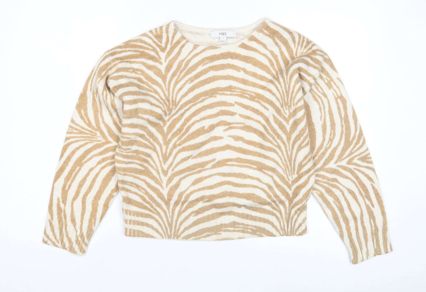 Marks and Spencer Women's Beige Animal Print Pullover Jumper Size 8