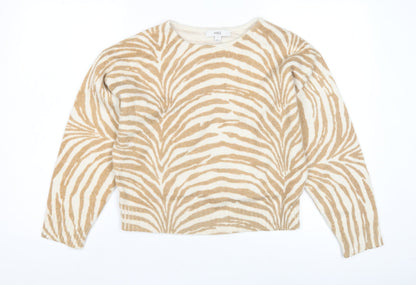 Marks & Spencer Women's Beige Animal Print Pullover Jumper Size 8