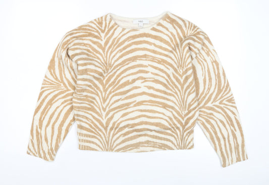 Marks and Spencer Women's Beige Animal Print Pullover Jumper Size 8